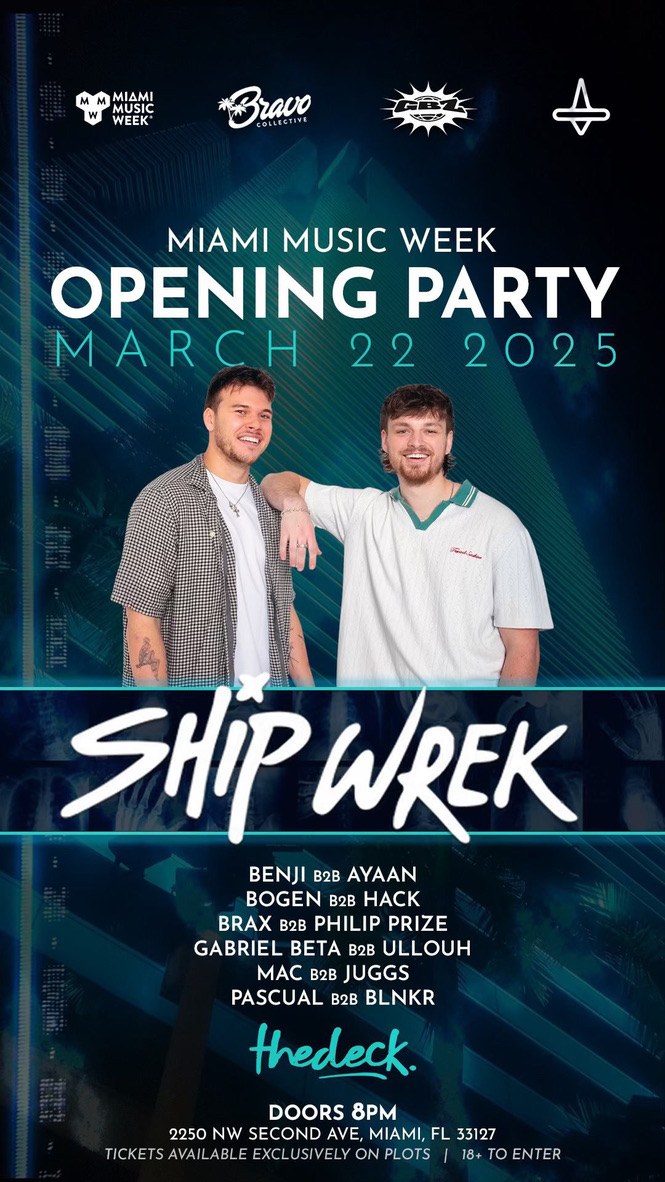 Flyer: Miami Music Week Opening Party with Shipwrek, Mar 22 2025